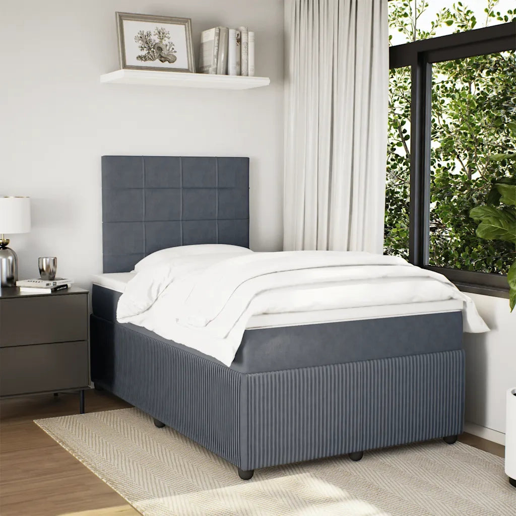 Giroletto a Molle con Materasso Grigio Scuro 120x200 cm Velluto