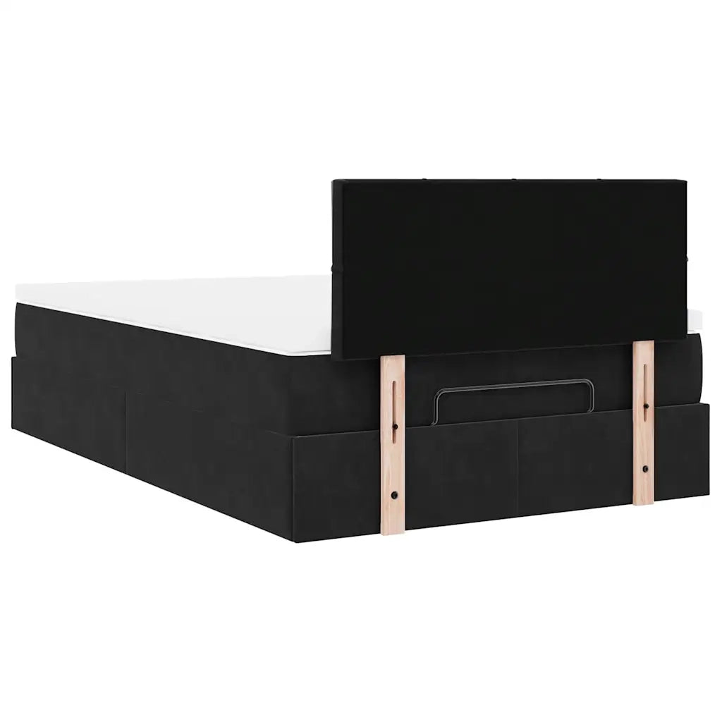 Struttura Letto Pouf con Materasso Nero 120x200 cm Velluto 3311767