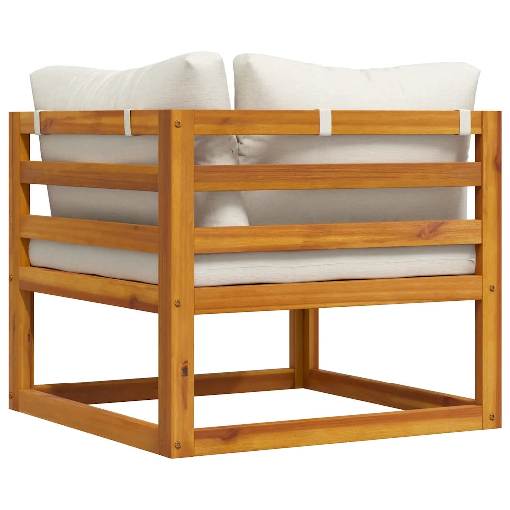 Divano Angolare Modulare Cuscini Bianco Crema Massello d'Acacia cod mxl 65242