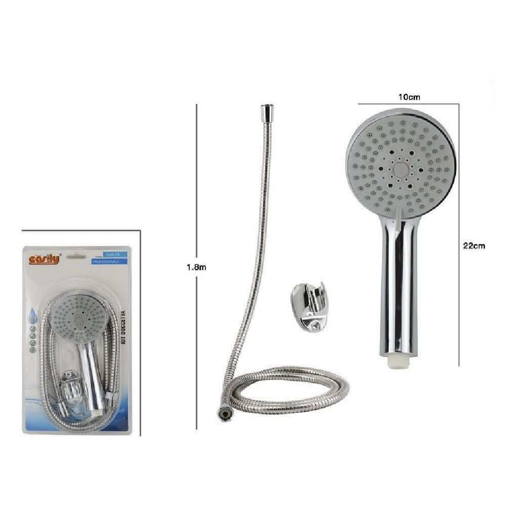 Trade Shop - Kit Bagno Doccetta Doccino Soffione Doccia Tondo Con Laccio 1,8 Mt Staffa 69084 -