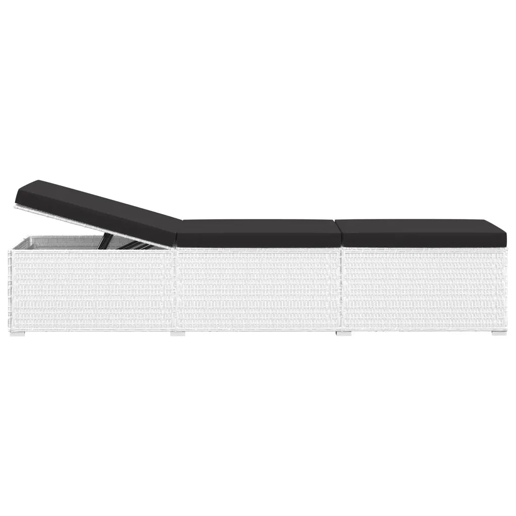 Lettino Prendisole Cuscino e Tavolino da TÃ¨ Polyrattan Bianco  cod mxl 20104