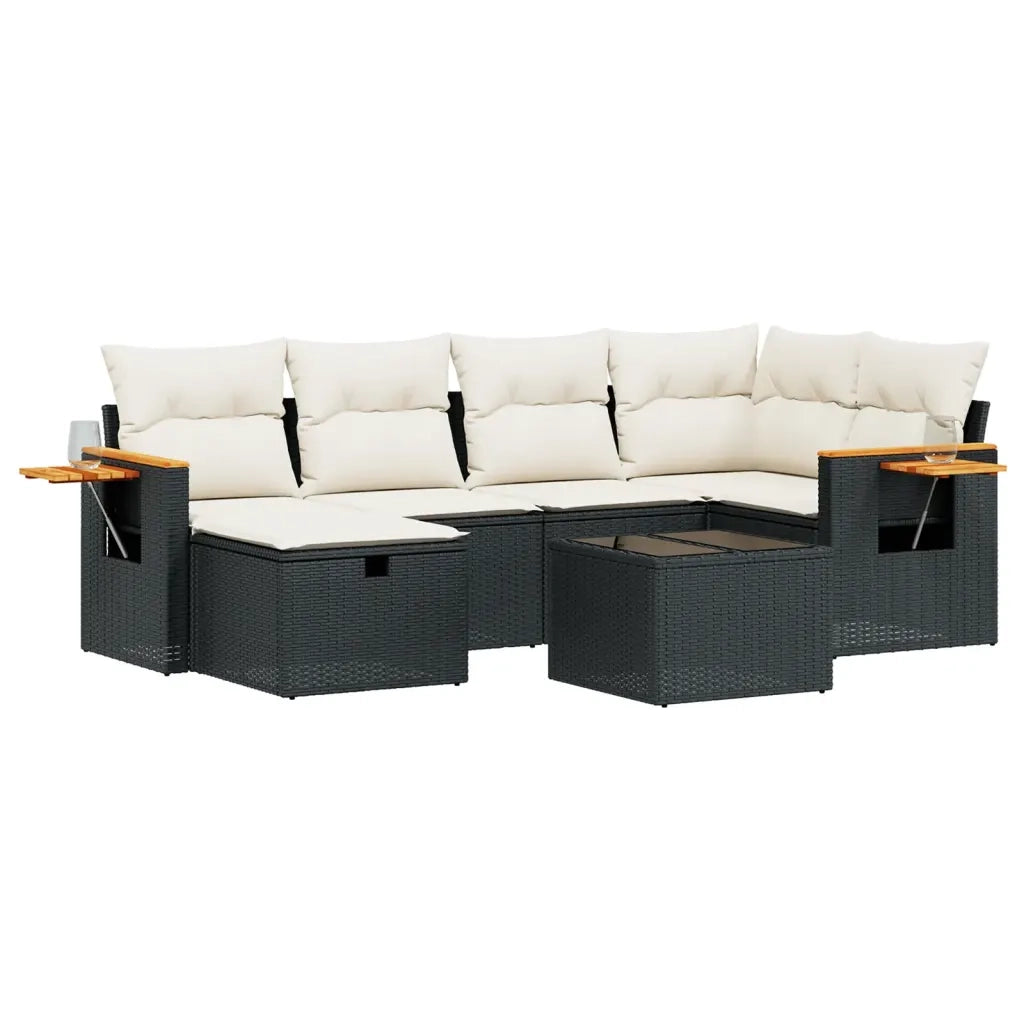 Set Divani da Giardino con Cuscini 7pz Nero Polyrattan 3265522