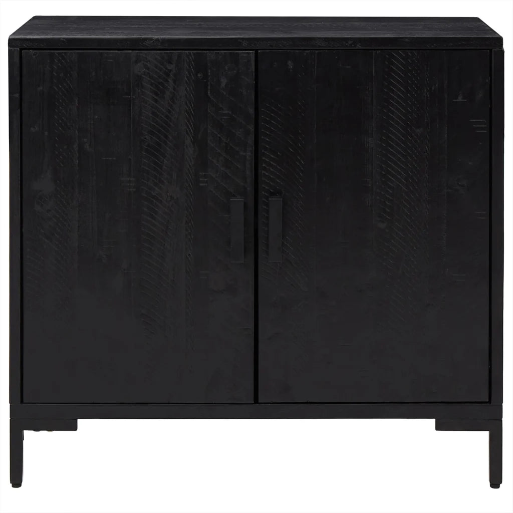 Credenza Nera 75x35x70 cm in Legno Massello di Pino 349924