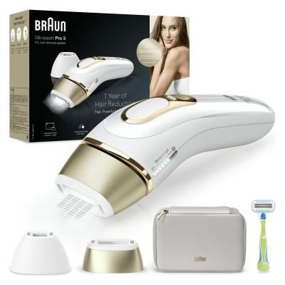 Braun epilatore luce pulsata silk·expert pro 5, epilazione a casa tua, con custodia, rasoio donna venus, 2 testine, pl5152 - 154003