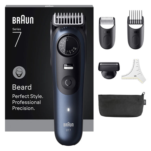 Braun beardtrimmer 7 bt7520 batteria 40 2 cm bagnato e secco nero, blu - 7500435244909