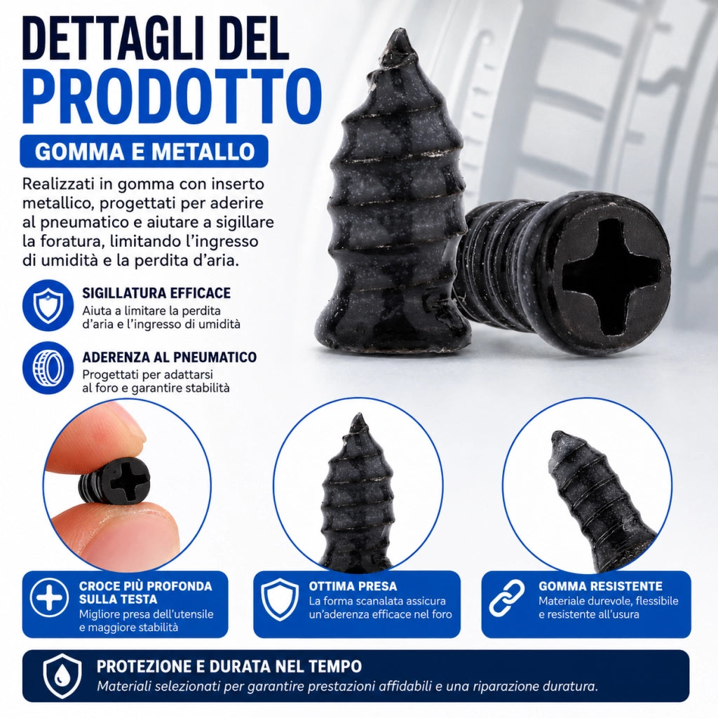 30 Viti Ripara Gomme Per Foratura Auto Moto Ruota Riparazione Pneumatici W17379