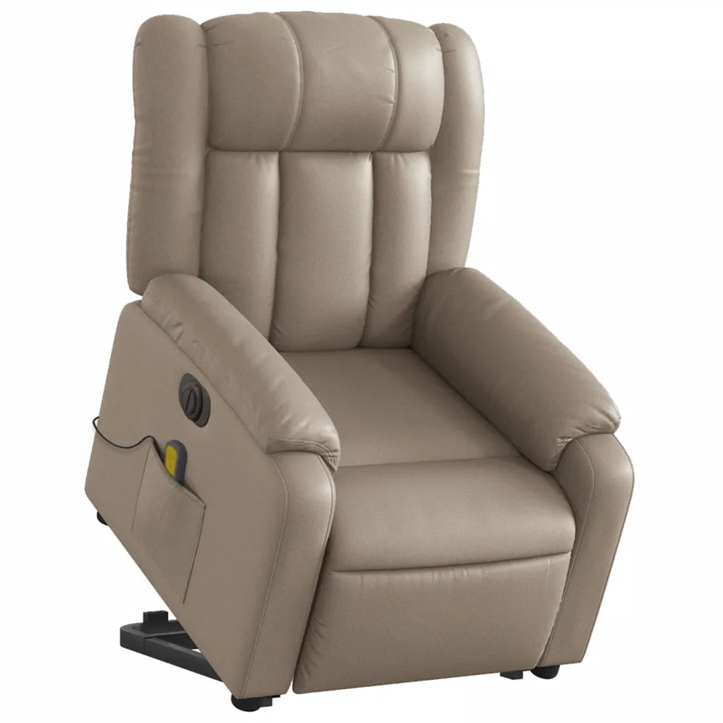 Poltrona Alzapersona Massaggio Elettrica Cappuccino Similpelle 3205291