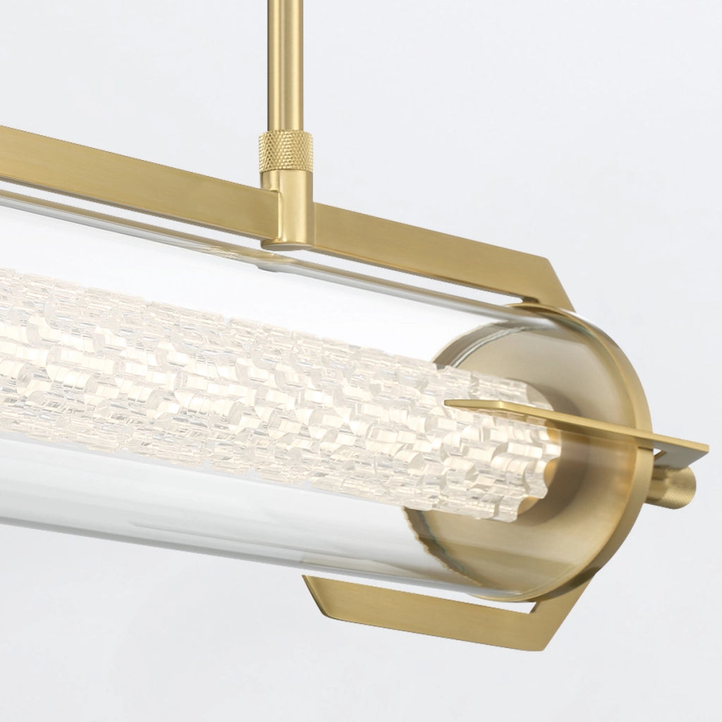 Lampada sospesa rétro oro tubo 122cm LED 38W Quintiesse