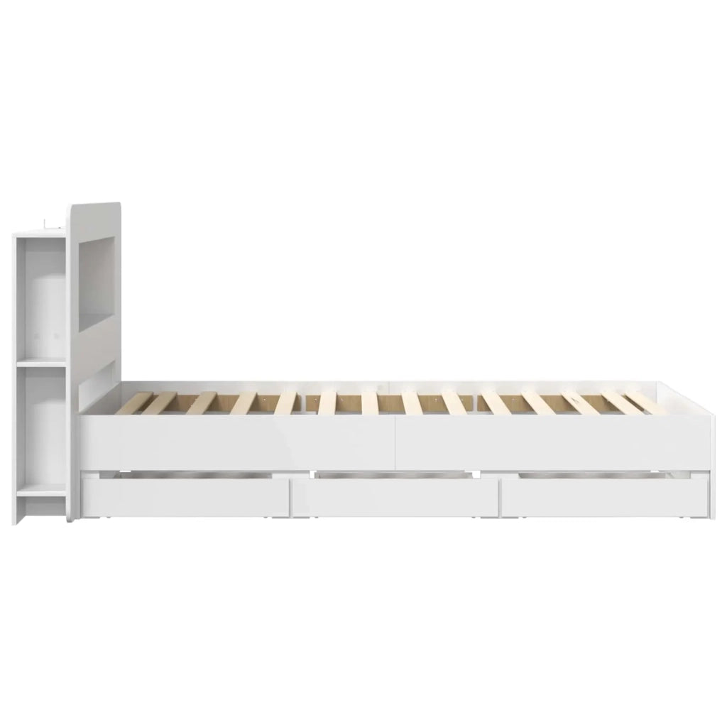 Struttura del letto con stoccaggio e testata Bianco 80 x 200 cm 3434003