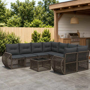 Set Divano da Giardino 9 pz Grigio polyrattan 3435365