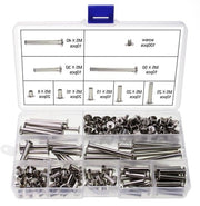 Set di 100 viti Chicago a clessidra con 8 misure - punte rotonde - viti a testa a clessidra per riparazione di pelli e stoffe con riempimento solido di corda per fissaggio.