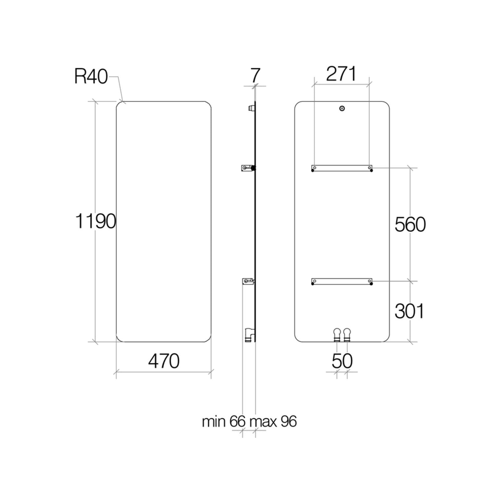 Lineabeta - Termoarredo idraulico a muro Caligo L.47 H.119 cm in acciaio nero