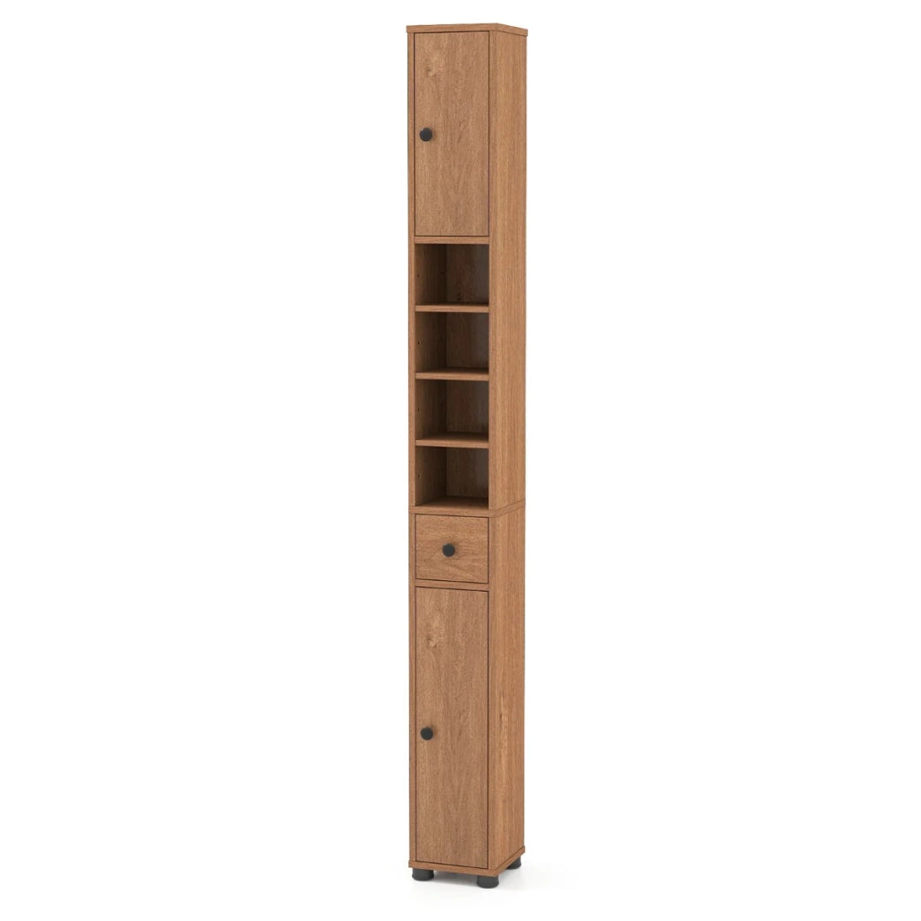 Mobiletto portaoggetti a colonna stretta 20 x 20 x 180 cm con ripiani regolabili moderno MDF marrone 20_0015574