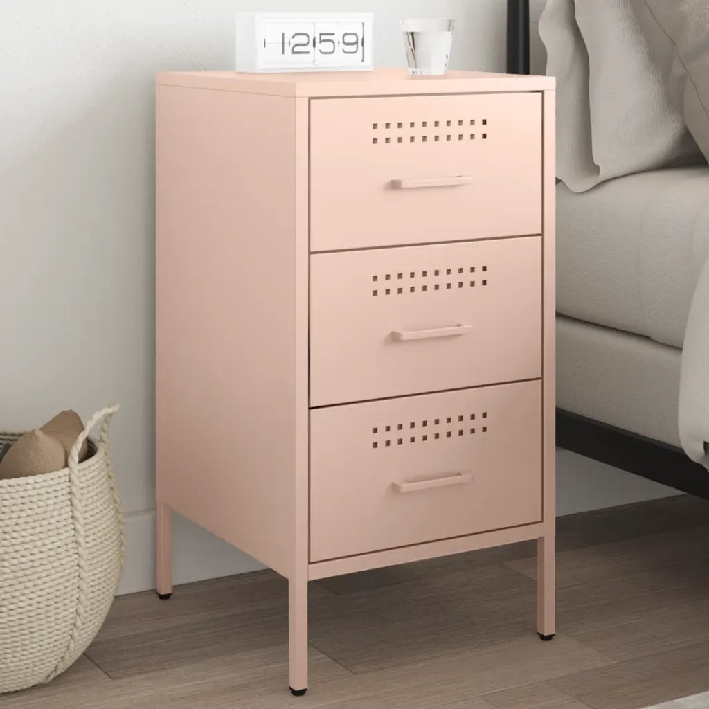 vidaXL Comodino Rosa 36x39x68 cm in Acciaio