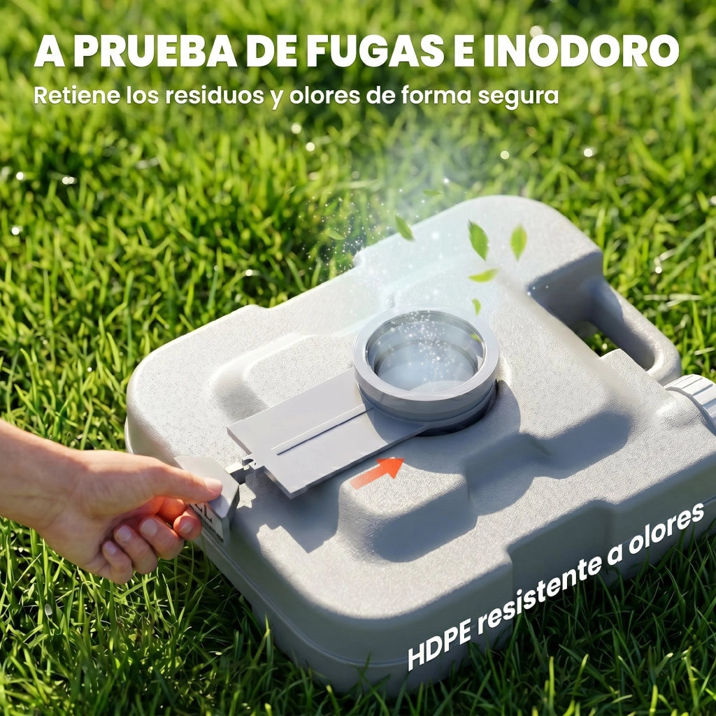 WC Portatile con Doppio Serbatoio 10L ¨C Zephmum ¨C Grigio 36x42x30 cm