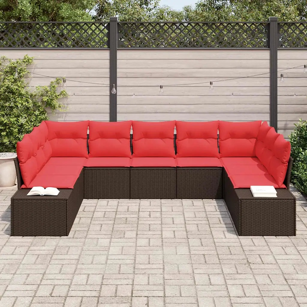 Set Divano da Giardino con cuscino 9 pcs Marrone polyrattan 3347224