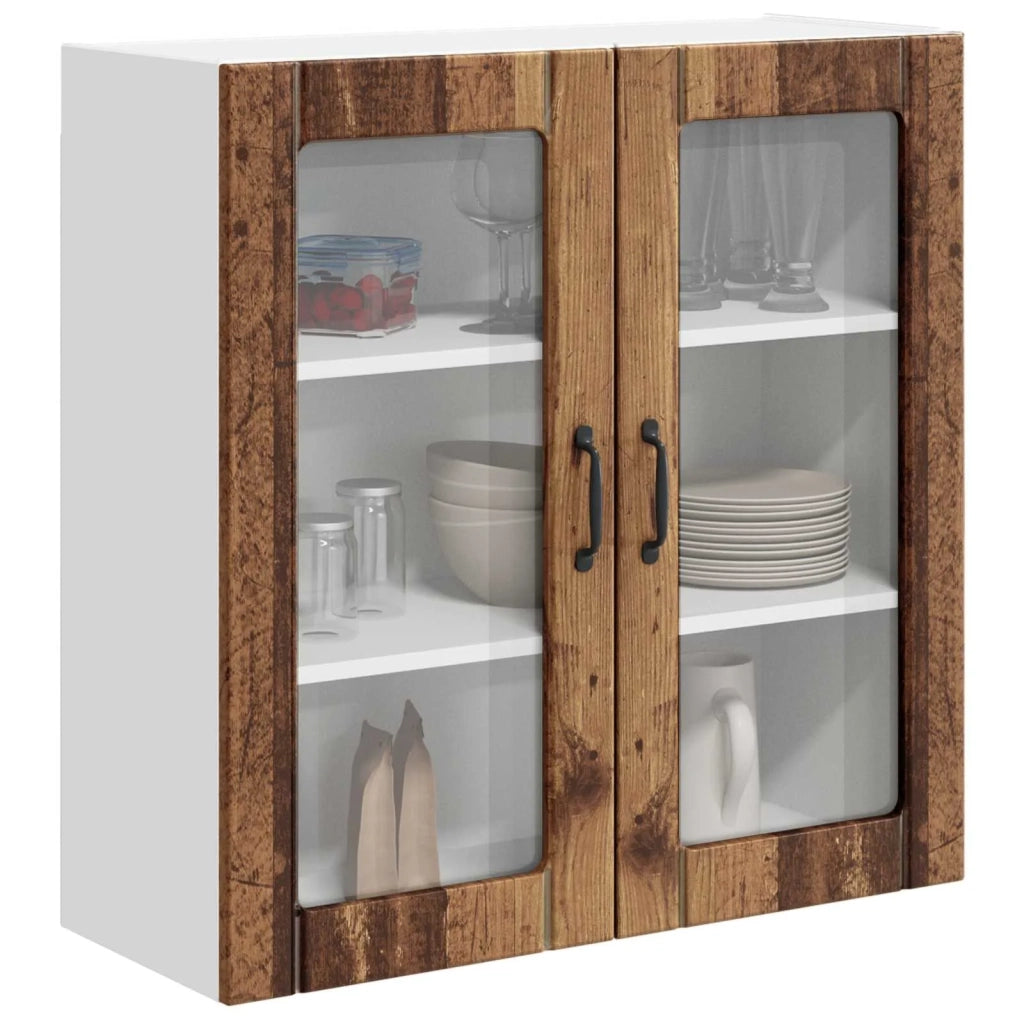 Pensile da cucina | Mobile in vetro da parete LUCCA Legno antico 80 x 31 x 80 cm