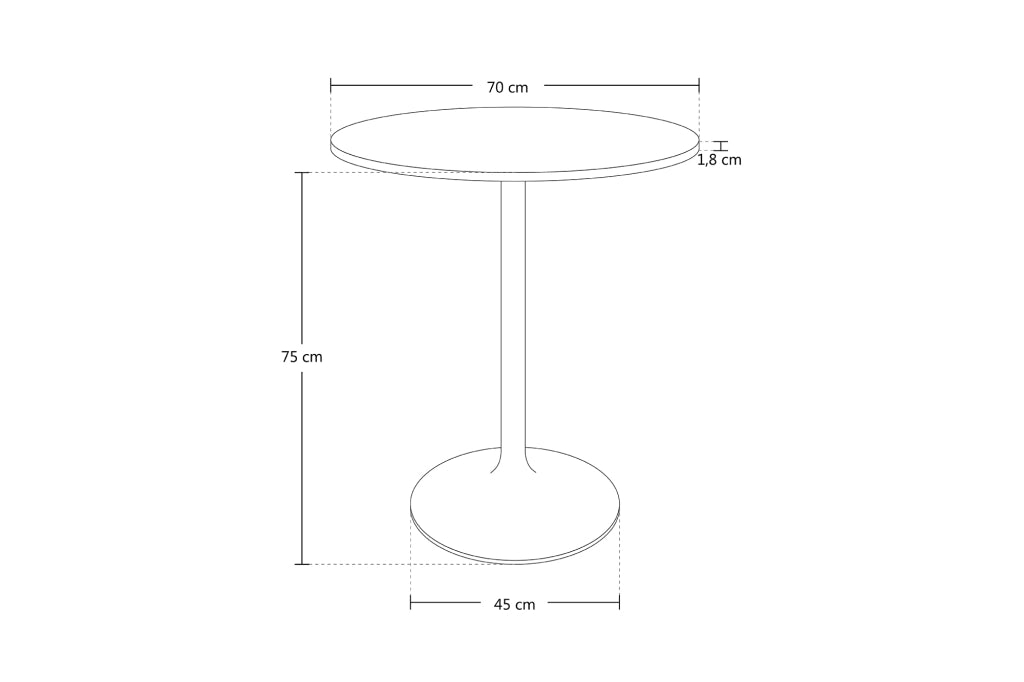 Tavolo rotondo 70 cm bianco, tavolino da bar mod. Romeo TR08-D7ROPA