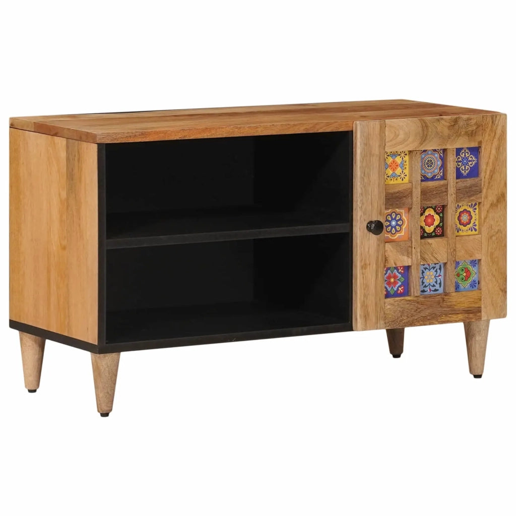 Mobile TV Naturale 80 x 33 x 46 cm Legno di mango massello