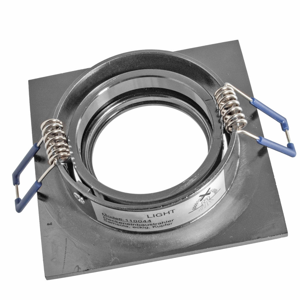 Faretto ad incasso portafaretto quadrato alluminio spazzolato foro 70mm orientabile supporto lampade GU10 GU5.3 SPAZZOLATO
