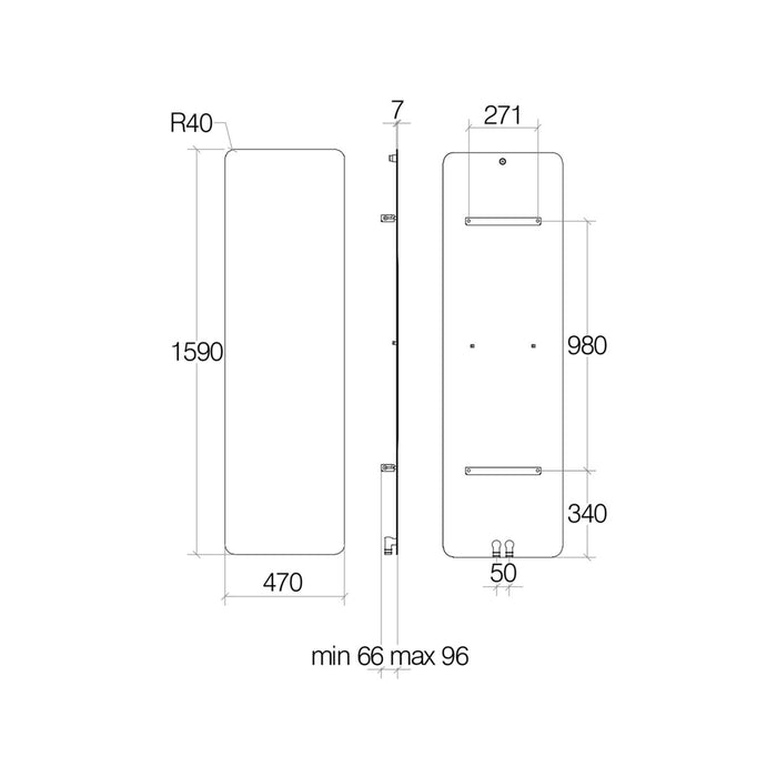 Lineabeta - Termoarredo idraulico a muro Caligo L.47 H.159 cm in acciaio nero