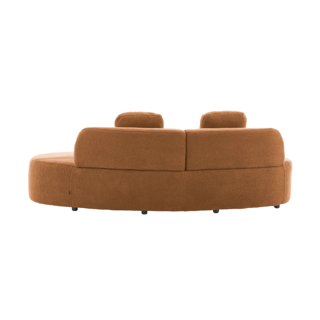 Divano virgola organico in bouclé, 3 posti, camel