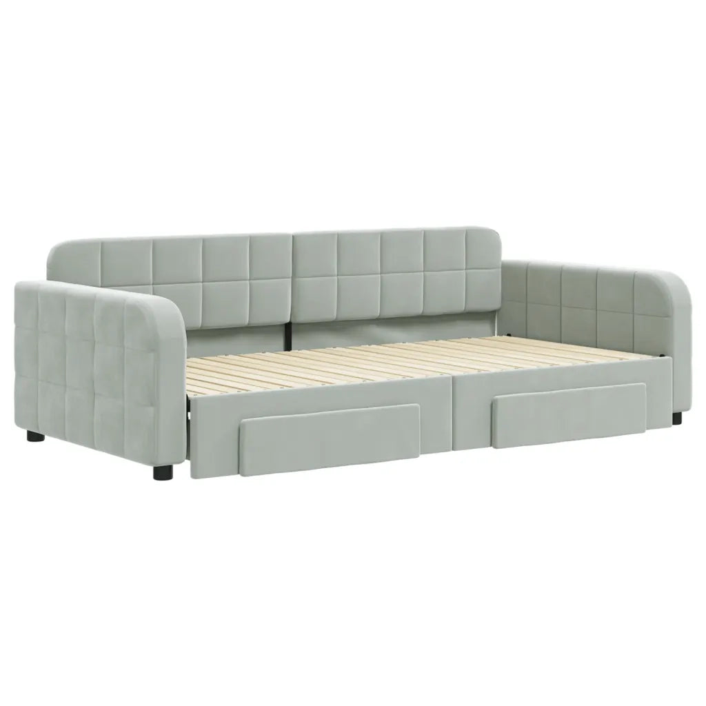 Divano Letto Estraibile Cassetti Grigio Chiaro 100x200 Velluto 3196984