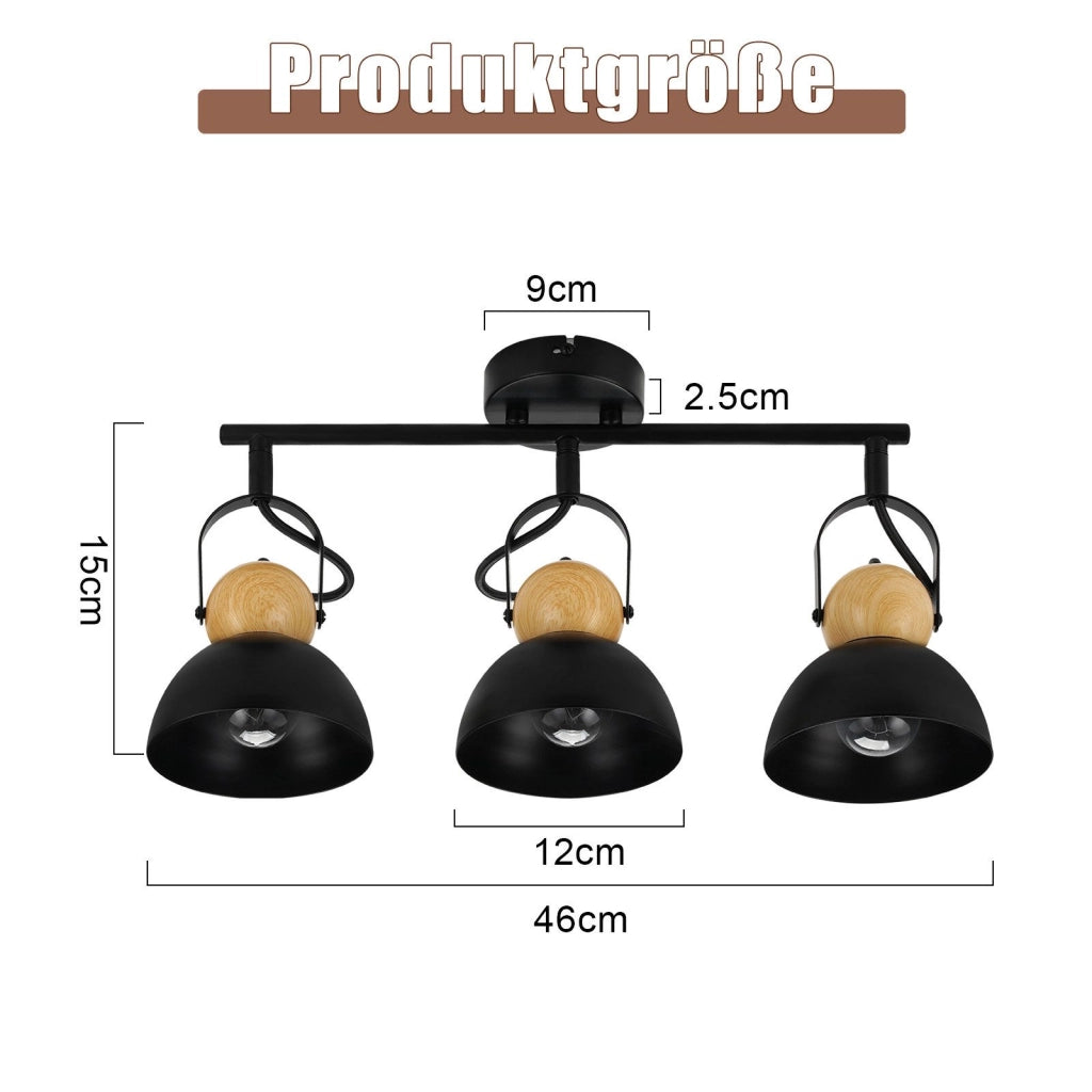 ZMH Faretto da soffitto a 3 luci orientabile a 350° Vintage Plafoniera Soggiorno