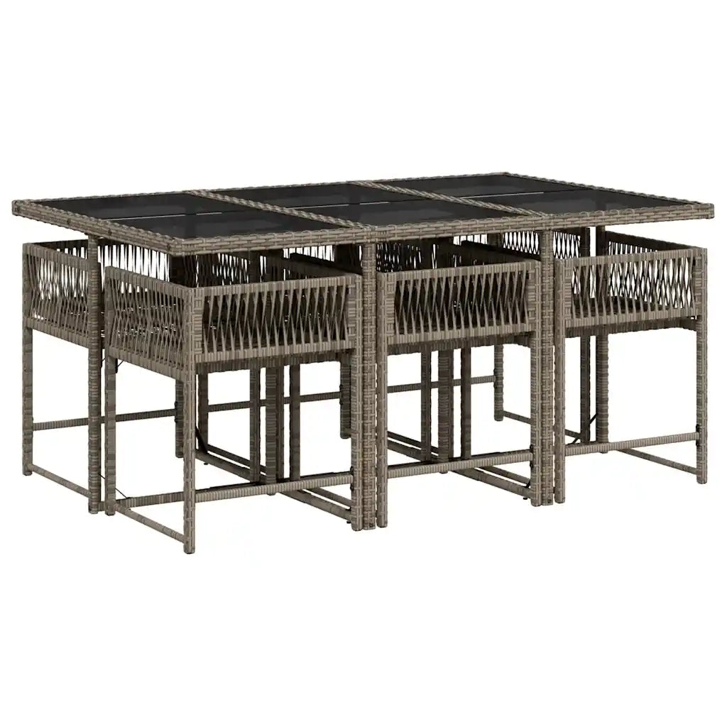 Set da Pranzo da Giardino 7 pz con Cuscini in Polyrattan Grigio 3211448