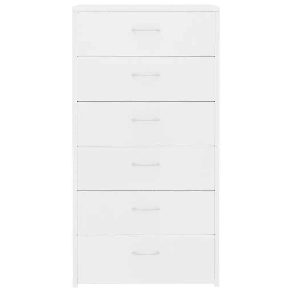 Credenza con 6 Cassetti Bianca 50x34x96 cm in Legno Multistrato 800666