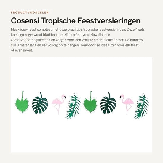 Decorazioni per Festa 4 Set - Flamingo Tropicale/Banner Foglia - Decorazione per Compleanno Hawaii - Decorazione 3M per Sala Festa - Decorazione Festa Perfetta