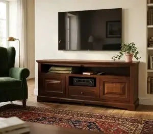 Mobile Porta tv noce scuro arte povera mod goccia con cassetto