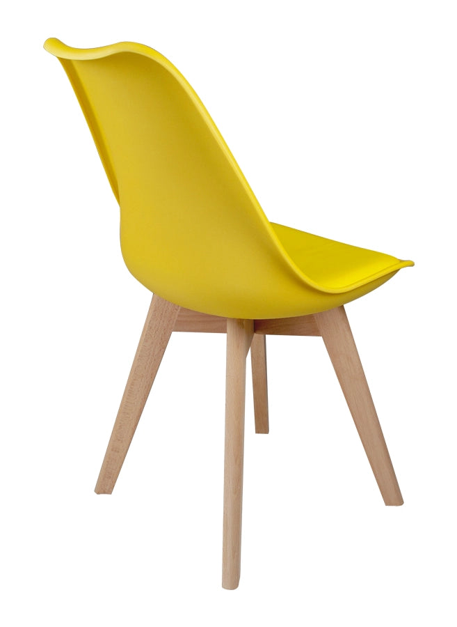 Sedia in plastica gialla, sedia da pranzo piede in legno (2 pz) - Mia - SD16MIPL