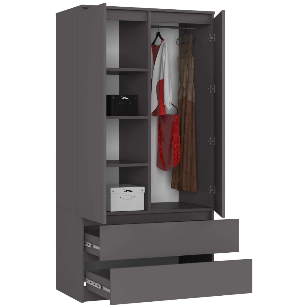 Armadio AKORD S90 Grigia Grafite 90 cm 2 ante 2 cassetti 90x51x180 cm