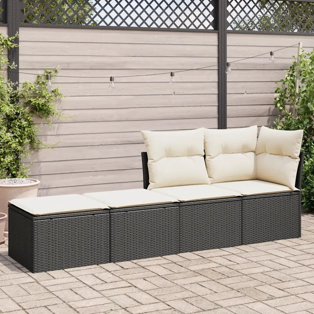 Set Divani da Giardino con Cuscini 2 pz Nero Polyrattan Acacia 3328679