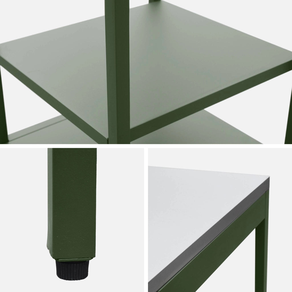Mobile da esterno in acciaio con 2 ripiani, 49cm, verde