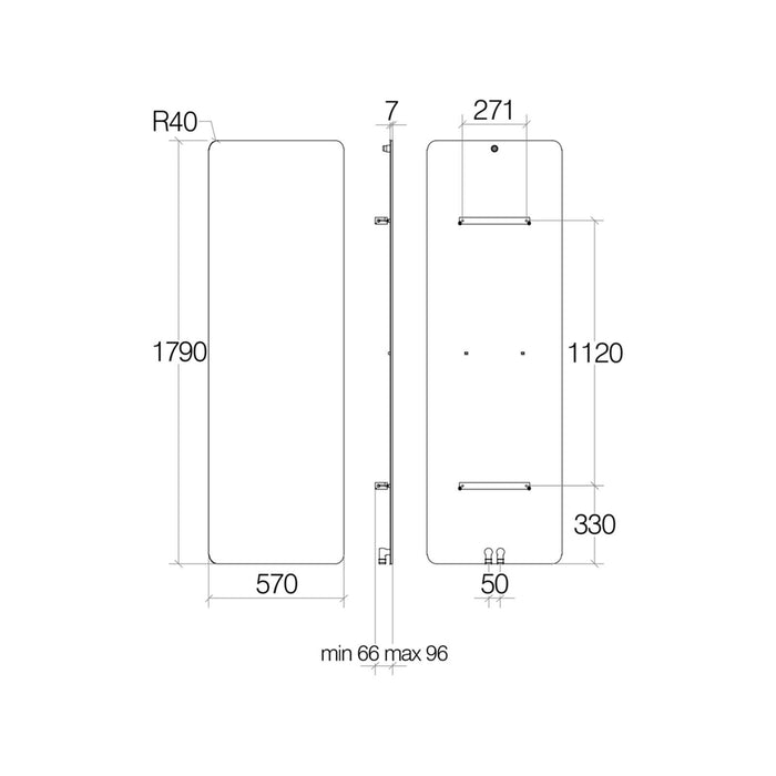 Lineabeta - Termoarredo idraulico a muro Caligo L.57 H.179 cm in acciaio nero