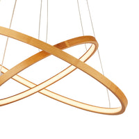 Lampadario Moderno Eternità Acciaio Marrone Legno Oro Led 6,25W 2700K