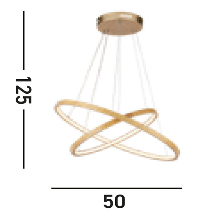Lampadario Moderno Eternità Acciaio Marrone Legno Oro Led 6,25W 2700K