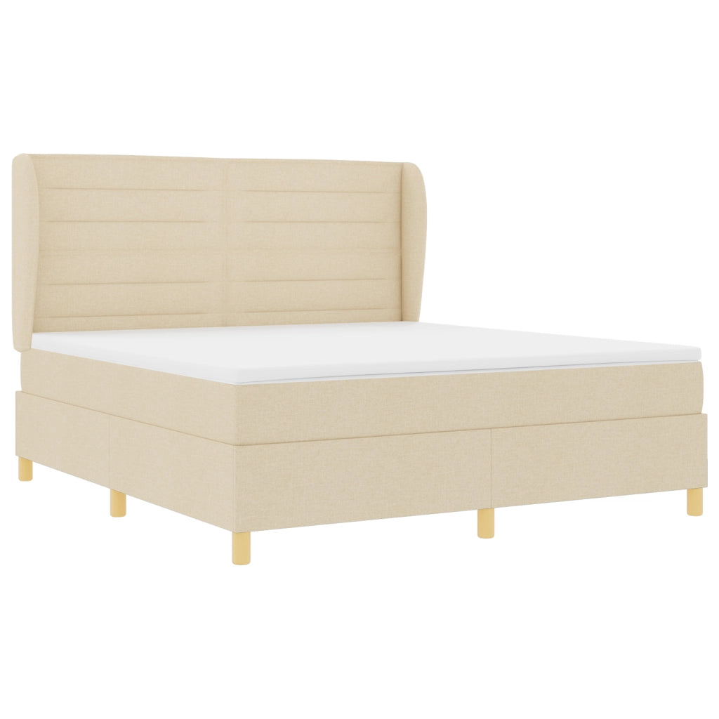 Letto a Box Spring con Materasso Panna 180x200 cm Tessuto