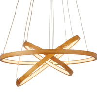 Lampadario Moderno Eternità Acciaio Marrone Legno Bianco Led 9,4W