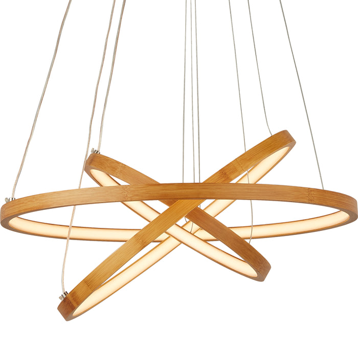 Lampadario Moderno Eternità Acciaio Marrone Legno Bianco Led 9,4W