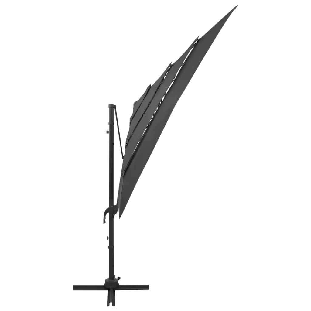 Ombrellone a quattro livelli con palo in alluminio 250 x 250 cm antracite 02_0008784