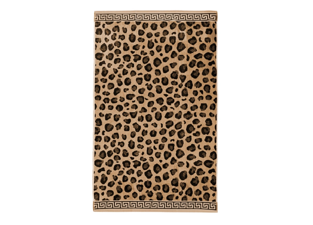 Telo Mare Jacquard Spugna Asciugamano Spiaggia Disegno Cleopatra Beige