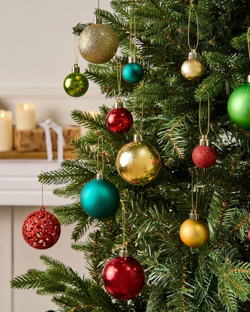 Set di 100 palle di Natale in plastica multicolore appese all'albero di Natale in stile tradizionale e moderno Palle di Natale