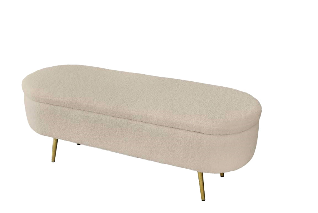 PANCA CONTENITORE TEDDY 122X41X47CM IN TESSUTO BEIGE