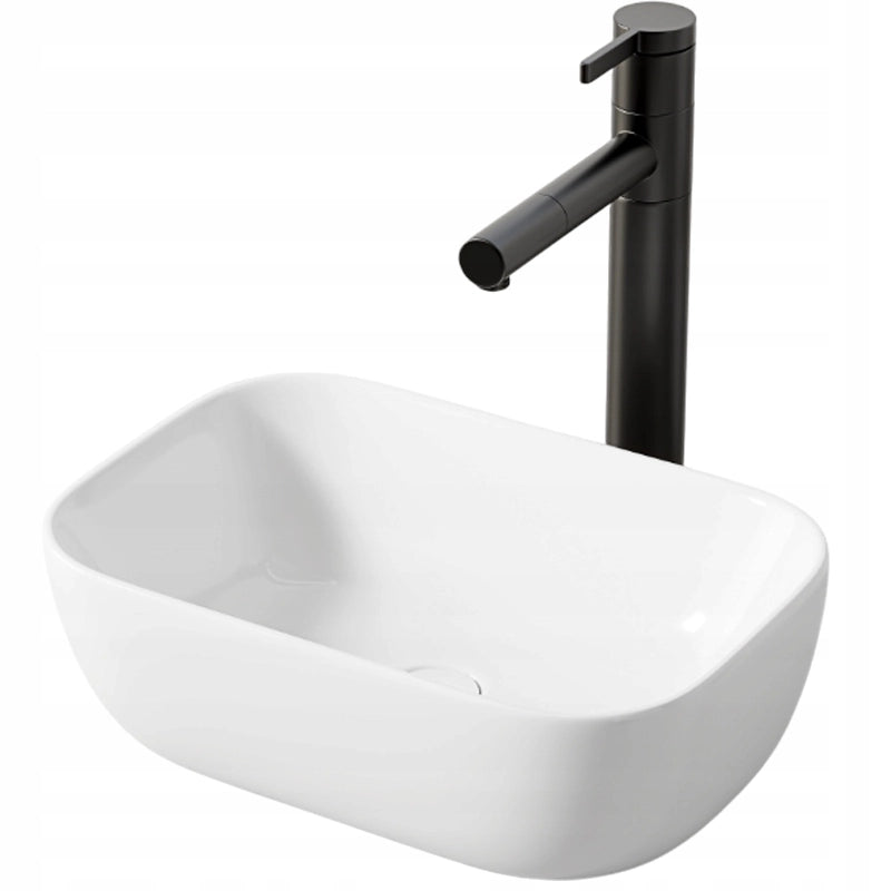 LAVABO DA APPOGGIO IN CERAMICA BIANCO OVALIZZATO LUCIDO 37 x 25,5 CM