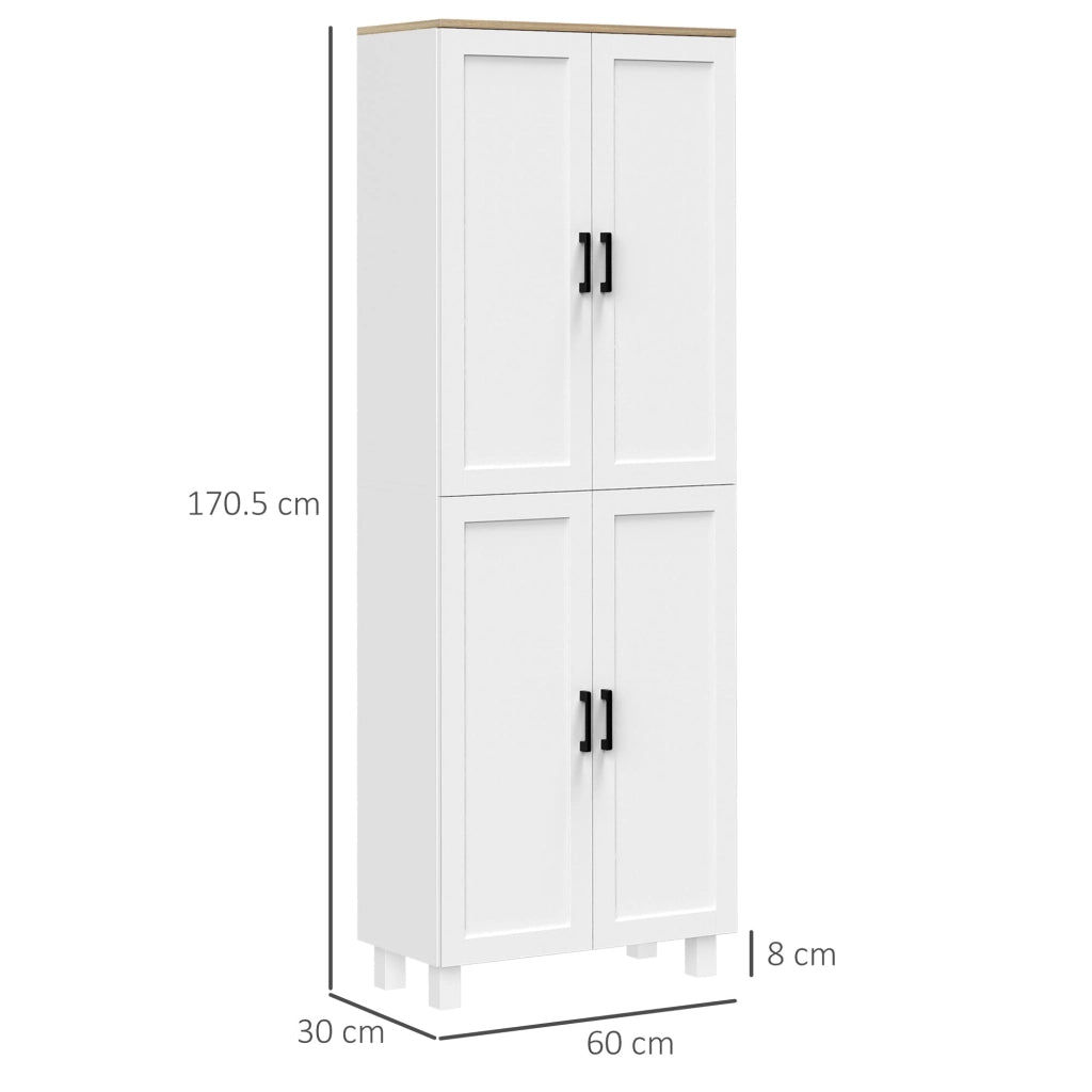 Mobile Dispensa da Cucina 60x30x170,5 cm a 4 Ante in Legno Bianco