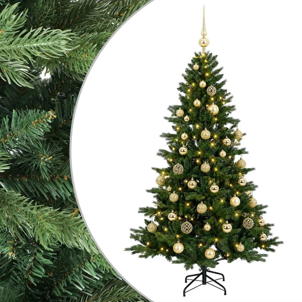 Albero di Natale artificiale con palline 150 cm 150 LED 3465672
