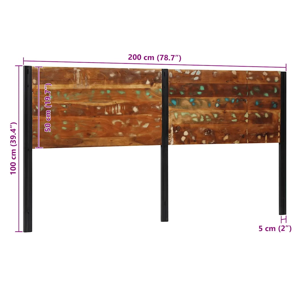 Testiera 200 cm in Legno Massello di Recupero e Ferro 4017559